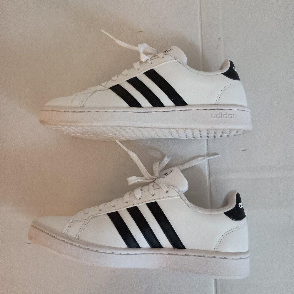Adidas Grand Court White Sneakers w/ Black Stripes Women’s Size 8 - Picture 8 of 15
